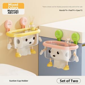 Wall Mounted Suction Paper Towel Holder with Lid and Storage