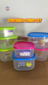 MAXONIC COMBO SET 3 IN 1 0.9/1.45/2.1L LUNCH BOX | BENTO LUNCH BOX | MULTIPURPOSE FOOD CONTAINER/SAVER | BEKAS MAKANAN