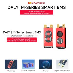 Daly Smart BMS Lifepo4/Li-ion Battery Bluetooth UART Communication APP 3s 4s 12v 7s 8s 24V 13s  16s 48V 20S 60V 24S 72V BMS 150A 200A M-series