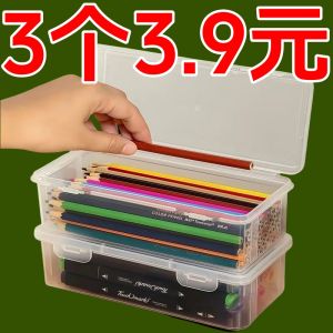 Large Capacity Transparent Pencil Storage Box Stationery Case Color Pencil Organizer Childrens Crayons Desktop Storage Box