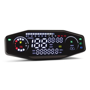 RYSJM | Universal Motorcycle LED Speedometer Digital Meter  Speed Mileage Voltage Oil Level Gauge 12K RPM Tachometer For Russian KR200