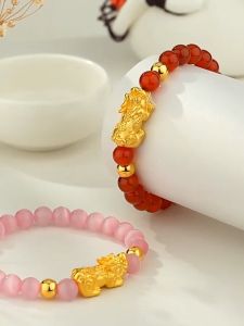 (開光正品) 8MM招财貔貅手链 转运珠手串 Obsidian Pixiu Beads Bracelets Healing Crystal Stretch Beaded