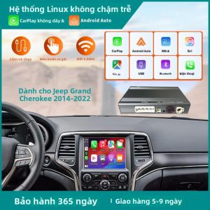 Bộ Nâng Cấp Wireless CarPlay Android Auto Cho Xe Jeep Grand Cherokee Tích Hợp Hộp Điều Khiển AI Dẫn Đường Đầu DVD Hỗ Trợ Mirror Link Và AirPlay