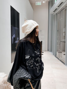 Womens Loose Long Sleeve Base Shirt Spring Autumn New Style Street Style Slimming Tummy Covering Casual Comfortable Top