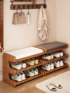 CHUJUN | Luxury Shoe Changing Bench with Shoe Rack and Soft Leather Seat