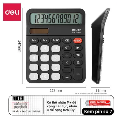 deli | Máy Tính Văn Phòng Màn Hình Rộng Nút Lớn Sử Dụng Năng Lượng Mặt Trời
