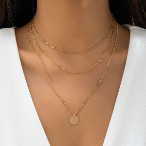 Round Pendant Slim Chain Multi-Layer Necklace for Women Fashion New Arrival Minimalist Fashion All-Match Elegant Neck Accessories Hipster