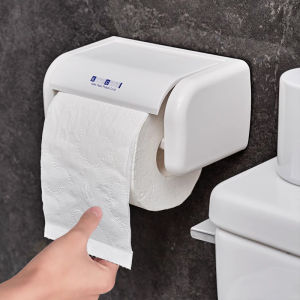 KM Double Suction Toilet Paper Holder No Drilling Bathroom Hand Wash Room Paper Towel Box Wall Mounted Roll Paper Holder