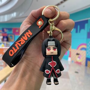 Bandai | Naruto Shippuden keychain set 3D silicone figure key ring Uzumaki Naruto Uchiha Itachi Kakashi Madara bag pendant anime fan gif