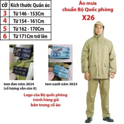 Bộ Áo Mưa 2 Lớp X26 Bộ Quốc Phòng
