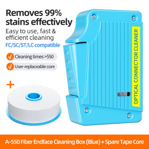 SAIVXIAN Box Optical Fiber End Face Cleaning Box FTTH Fiber Wiping Tool Pigtail Cleaner Cassette Fiber Tools