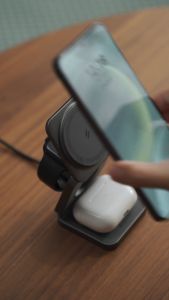 ADAM elements Mag 3 Pro Qi2 3-in-1 Foldable Travel Charging Station (Titanium) | Qi2 Wireless Charging | Watch | Airpods