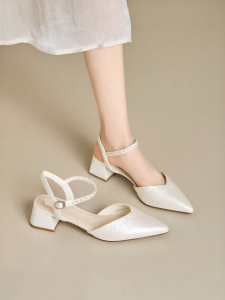 Josiny | French Style Ankle-Strap Pointed Toe Block Heel Sandals