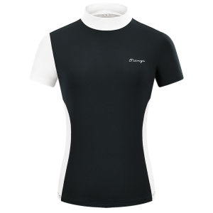 TTYGJ | UV Protection Semi-High Collar Color Block Slimming T-Shirt