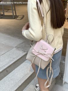 Ballet Style Butterfly Knot Backpack Cute Single Shoulder Handbag Travel Bag Womens Double Strap Soft Waterproof Nylon