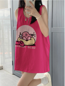 Dopamine Sleeveless Camisole Dress T-Shirt Womens Summer Student Pajamas Hong Kong Style Retro Ins Outwear Home Nightdress