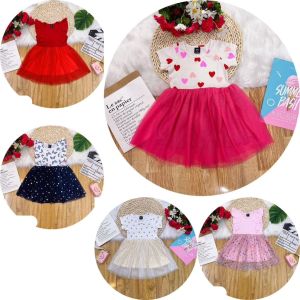 NAFLA (1y-7y) 1tahun - 7 tahun Dress Kids Baby Girl Tutu Dress Cotton Toddler Children Clothing Birthday Baju Gaun Budak Perempuan Party Dress Short Sleeve Cotton Cute Fashion
