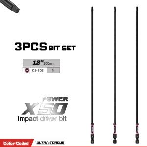 Geinxurn 3pcs/6pcs 300mm Screwdriver Bits D2-SQ2 Long Durable Steel Set for Professional Workshop