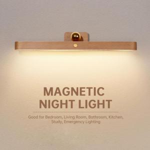 Seville Wooden LED Night Light Mirror Front Fill Light Portable Rechargeable Magnetic Wall Lamp Bedroom Bedside Lamp