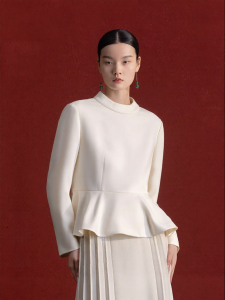 Flounce Ruffle Fitted Waist Womens Shirt