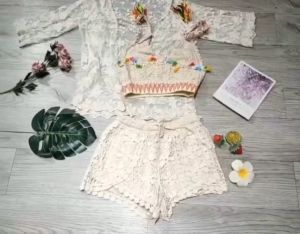 Đồ Bơi Nữ Sét Bikini Len Móc Đi Biển 3 Chi Tiết Boho Bin Sports BHN021