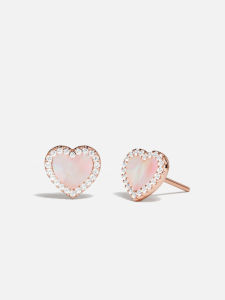 Heart-shaped Rose Gold Mother-of-pearl Earrings