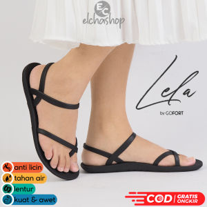 GOFORT LELA Sandal Tali Wanita Dewasa Terbaru Bahan Karet Premium Elegan Mewah Sendal Teplek Flatshoes Cewek Remaja Korean Style Kekinian Untuk Acara Santai Pesta Kondangan Lebaran elchashop