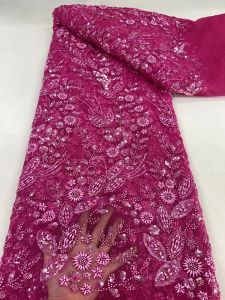 Châu Phi Nigeria Vải Tuyn Phối Ren Với Kim Sa Lấp Lánh Hạt Đá Thêu Chất Lượng Cao 120Cm Chiều Rộng Cho Váy Áo May Mặc 5 Thước