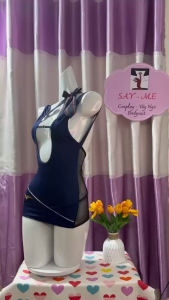 SM103 - Cosplay Tiếp Viên Hàng Không Navy Cổ Yếm Thiết Kế Ôm Dáng Sang Trọng Váy Cosplay Tiếp Viên Hàng Không Navy Cut-Out Lưng Lưới Quyến Rũ Đầm Cosplay Tiếp Viên Hàng Không Xanh Đen Cổ Sâu Kèm Khăn Cổ Thanh Lịch