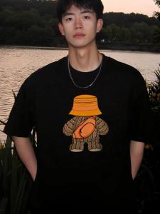 Heavyweight 100% Pure Cotton Short Sleeve T-Shirt Mens Summer Black Trendy Brand Youth Half Sleeve Base Layer Clothes INS