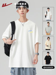 Pure Cotton Short Sleeve T-Shirt Mens Summer New Style Thin Heavy Loose Match All White Print Casual round Neck Top