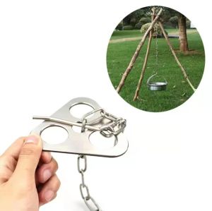 Portable Camping Gear and Equipment Detachable Outdoor Barbecue Tripod Hanging Rack Campfire Cooking Accessories Set
