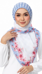 Merdeka Cotton Bawal Hijab Lasercut Square Scarf 45-Inch Malaysian Print for Muslim Women