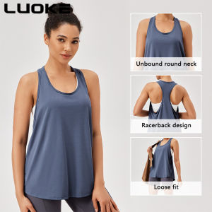 Luoke Quick dry t shirt women Womens Sports Cover Up Loose Camisole Vest Yoga Suit Quick Drying Breathable Sleeveless Fitness Running Top