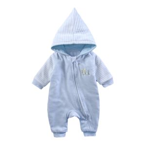Spring Autumn Cotton Lined Romper Baby Boy Outfit Newborn Wrap Clothes Warm Machine Washable Half Open Crotch Long Sleeve Onesie