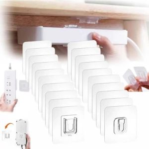 5/10 Pairs Clear Double-Sided Adhesive Wall Hooks - Mounted Door Hanger Kit - No Drill Sticker Hangers for Bathroom Kitchen