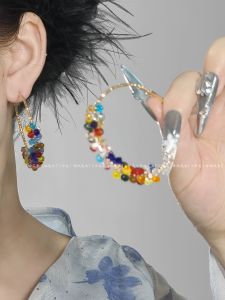 Dopamine Rainbow Colored Womens Earrings Unique Design Sensation Fashion Jewelry Ear Rings Ear Studs Ear Hoops