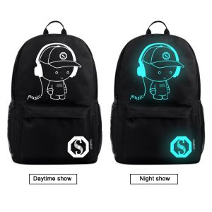 Freeknight Tas Ransel Luminous Glow in The Dark Smart Backpack Sekolah Casual Port Charger USB TCR03