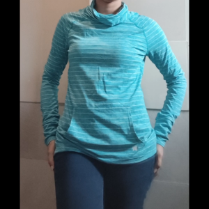 GapFit Womens Long Sleeve Striped Kangaroo Pocket Turtleneck Active Pullover for Women