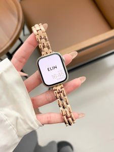 Slim Metal Bracelet for Apple Watch Band 40mm 38 41 44 45 46 49 42mm Fashion Rose Gold Strap for iWatch Series 10 9 8 7 6 5 4 SE
