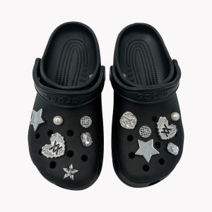 12Pcs Silver Star Shoe Buckle Detachable Pearl Shoe Flower Decoration for Crocs