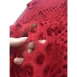 Vải ren chỉ màu đỏ đô đẹp sang (khổ 1m6)may đầm váy  áo kiểu thời trang