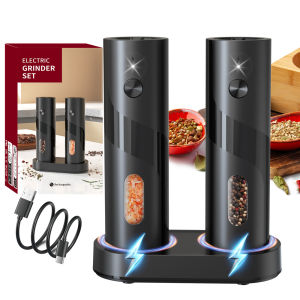 1/2pcs Rechargeable Electric Salt And Pepper Grinders Set with LED Lights Automatic Adjustable Coarseness 110ml Large Capacity