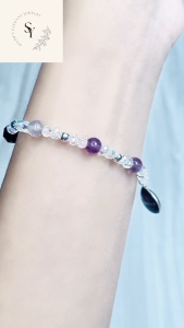6mm 天然萤石手链提升专注力silver-tone fittings Fluorite Energy Bracelet 19cm 萤石水晶手链银色配件｜舒缓压力・助冥想・学习好运Crystal Healing Bracelet