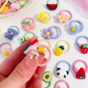 Ikat Rambut Korea Anak Perempuan Lucu Motif Bunga Buah Aksesoris Kunciran Rambut Mini Lucu AK274