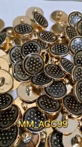 Kancing Baju Jamur Datar Gold Motif Bintik Diameter 2CM Isi 12Pcs