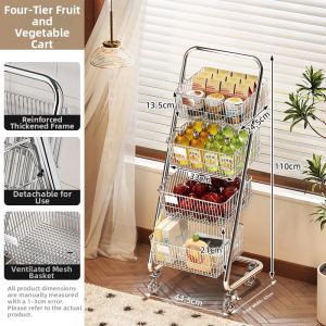 Elegant Home Storage Cart Multilevel Floor-standing