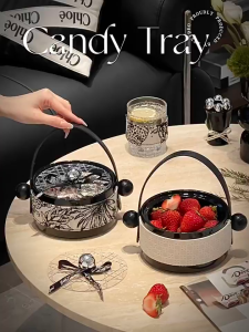 Ceramic portable fruit basket for living room and home use