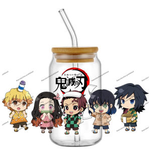 Bandai | Hotsale Demon Slayer Popular Anime 16oz UV DTF 3D Transfer Cartoon Sticker Wrap Decals For Glass Can Cup Craft DIY Creative