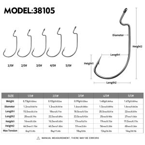 50pcs/box Premium Crank Barbed Hooks Set - High Carbon Steel Wide Gap Offset Fishhook for Soft Worm FishingCorrosion-Resistant